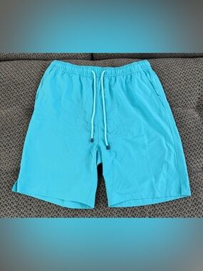 🆕 Peter Millar Seaside Swim Trunks Short Magic Print Casablanca Blue Teal Medium